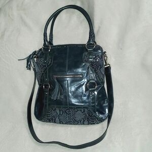 Bradley Snakeskin Embossed Metallic Two-Way Handbag Shoulder Bag
